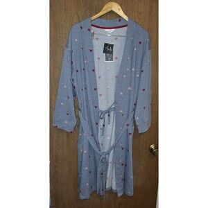 Ande Womens Gray Heart Print Robe Size L/XL